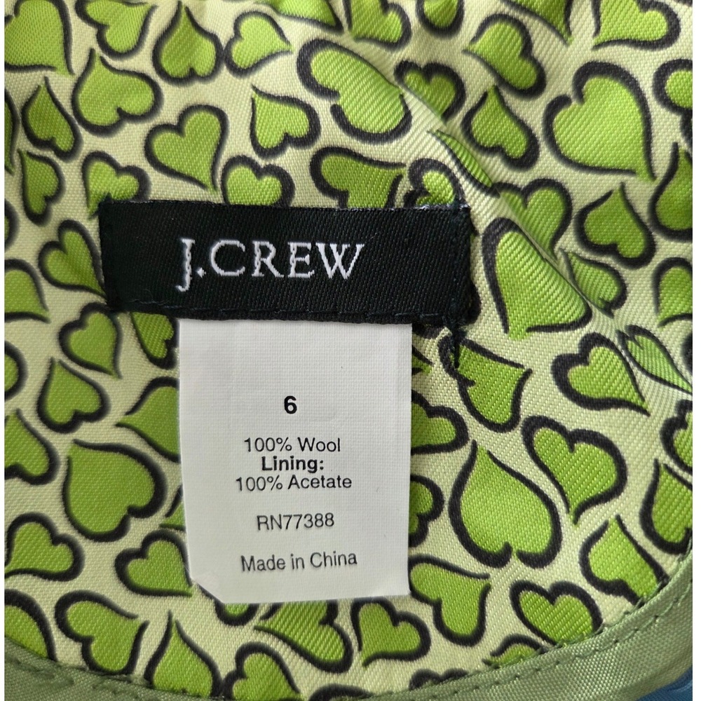 J.Crew VTG Y2K Robert Noble 100% Scottish Wool Green Herringbone Blazer Sz 6 - Picture 5 of 6
